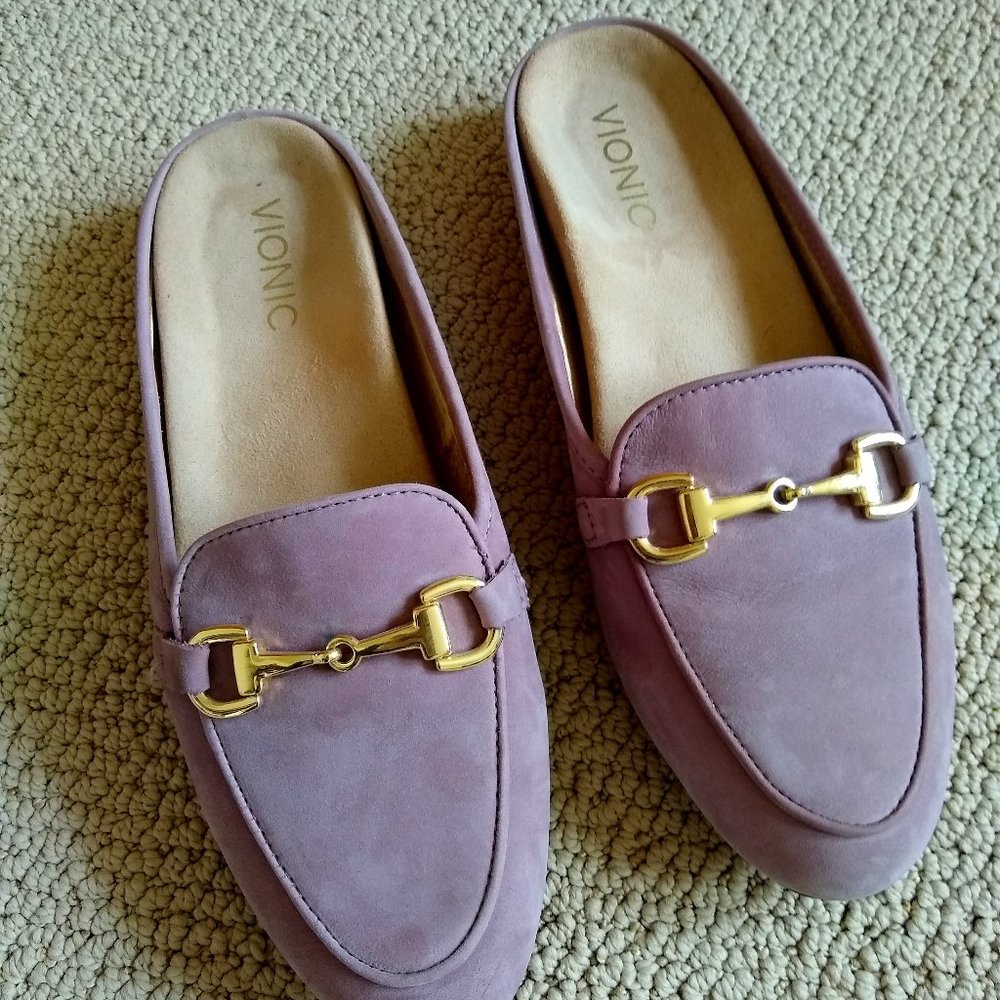 Vionic Mauve Suede Mules